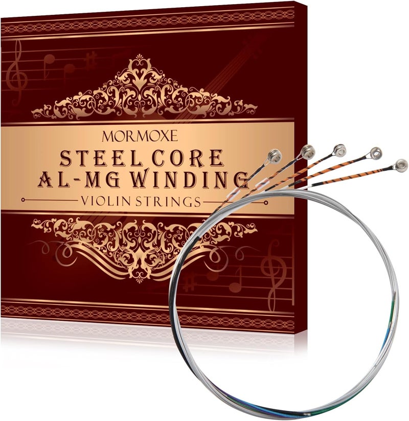 MorMoxe Violin String - Violin Strings 1/4 Full Set (G-D-A-E-E') - Steel Core for Superior Performance - Al-Mg Winding for Enhanced Sound - Violin Accessories - Image 1